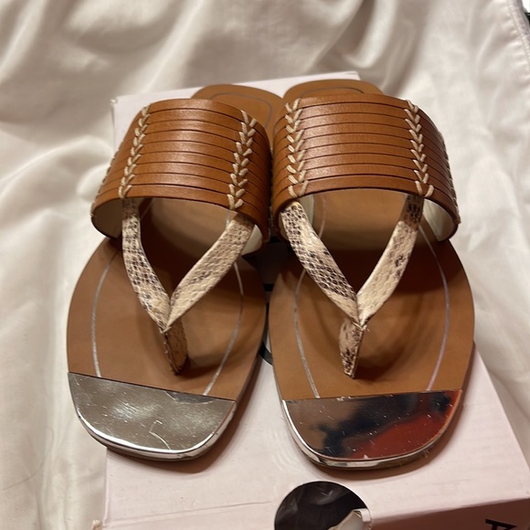 Aldo Snakeskin and Tan Leather Sandals Size 7.5 - Picture 5 of 7